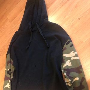 Black Hoodie with Camo sleeves